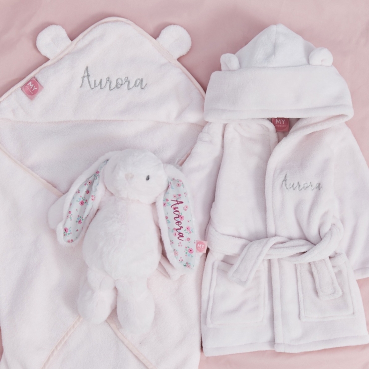 Personalised Light Pink Splash, Snuggle & Cuddle Gift Set