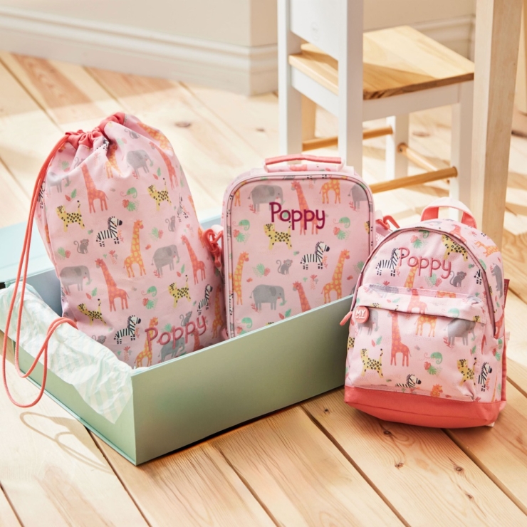 Personalised Ultimate Pink Safari School Bag Set