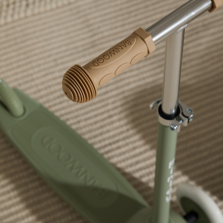 Personalised Olive Eco Banwood Three-Wheel Scooter and Helmet Set