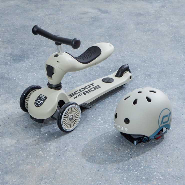 Personalised Scoot and Ride Highway Kick 1 Push & Go Scooter & Helmet Gift Set in Ash 