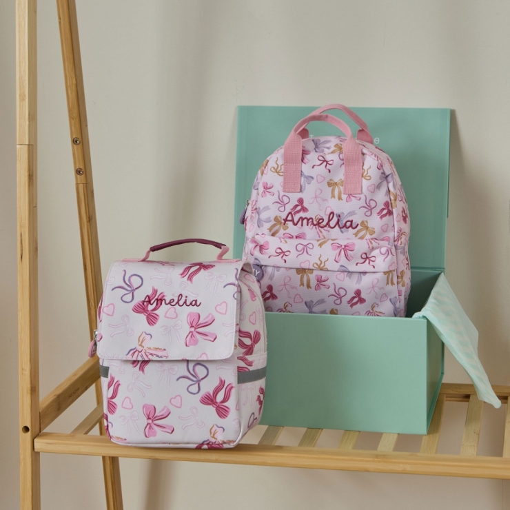 Personalised Bows Backpack & Lunchbag Set