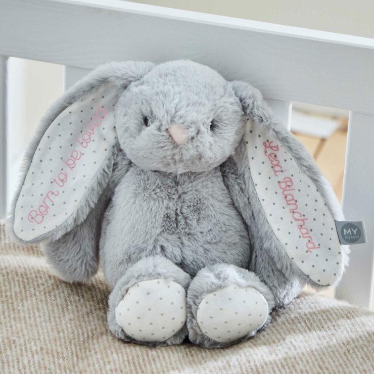Personalized Grey Bunny Soft Toy