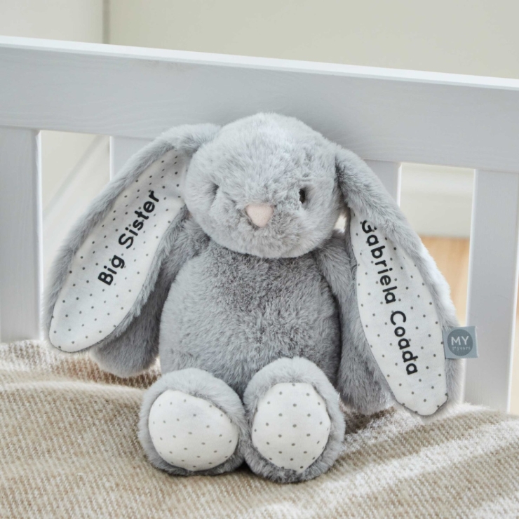 Personalized Grey Bunny Soft Toy