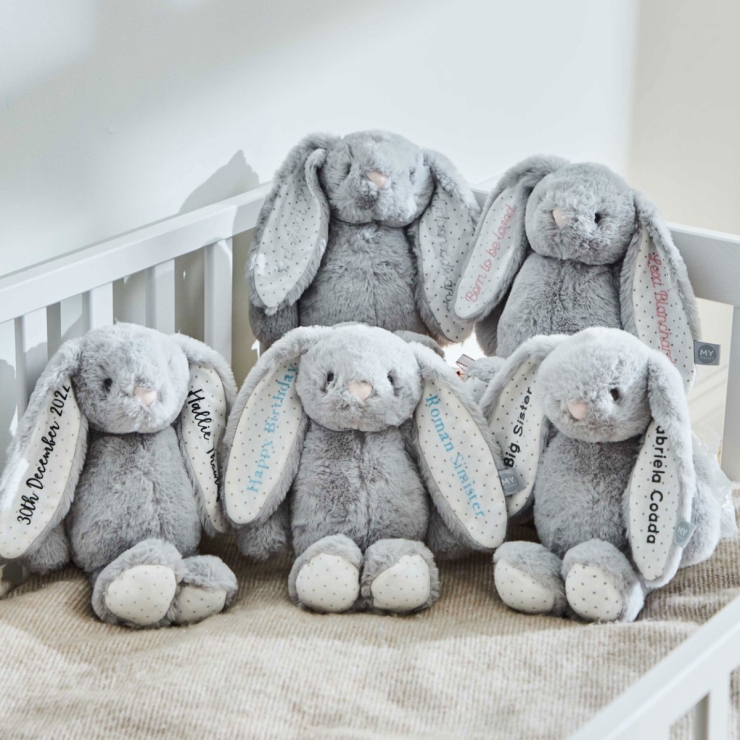 Personalized Grey Bunny Soft Toy