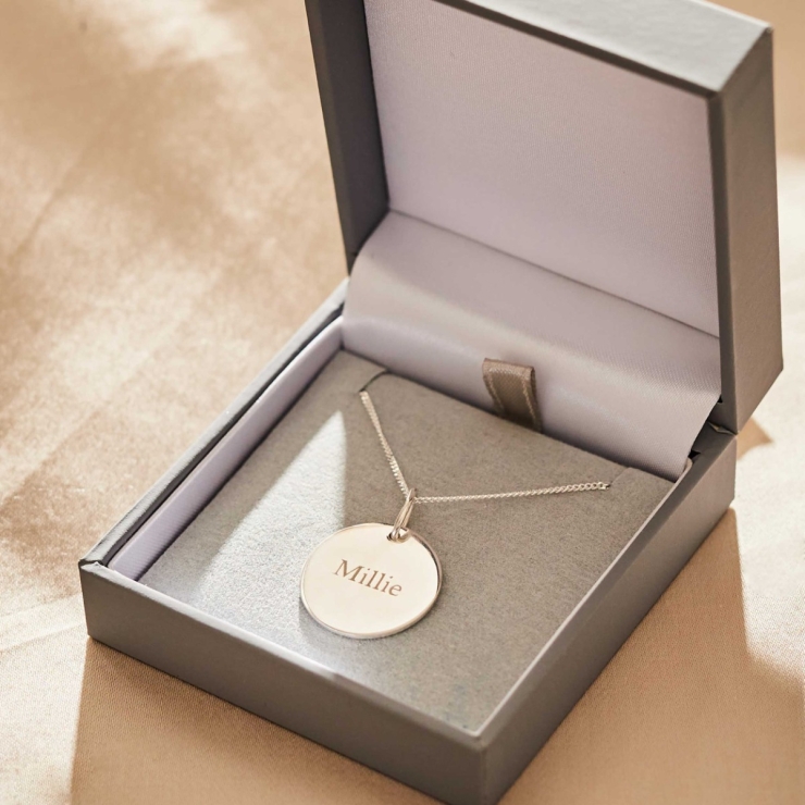 Personalised Sterling Silver Disc Necklace