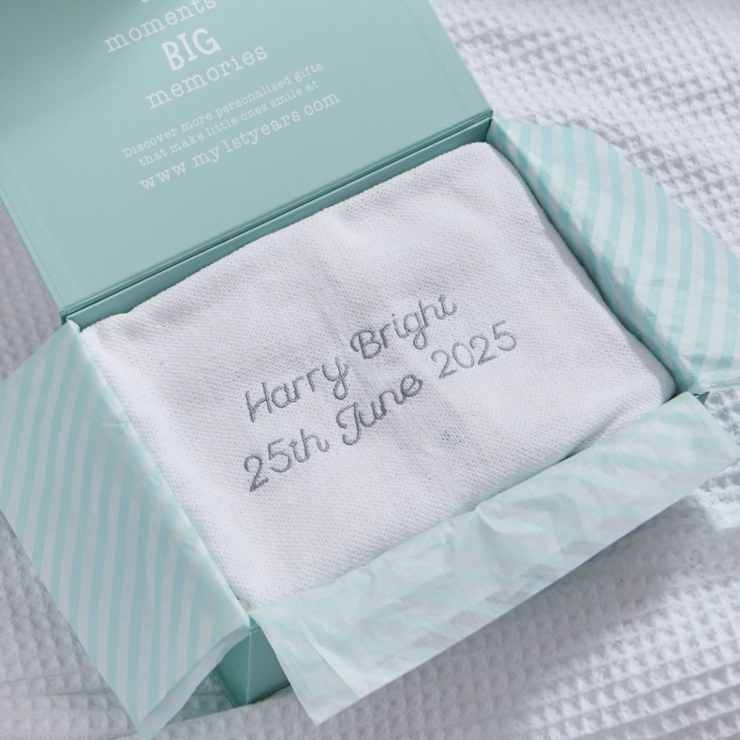 Personalized Ivory Cellular Baby Blanket