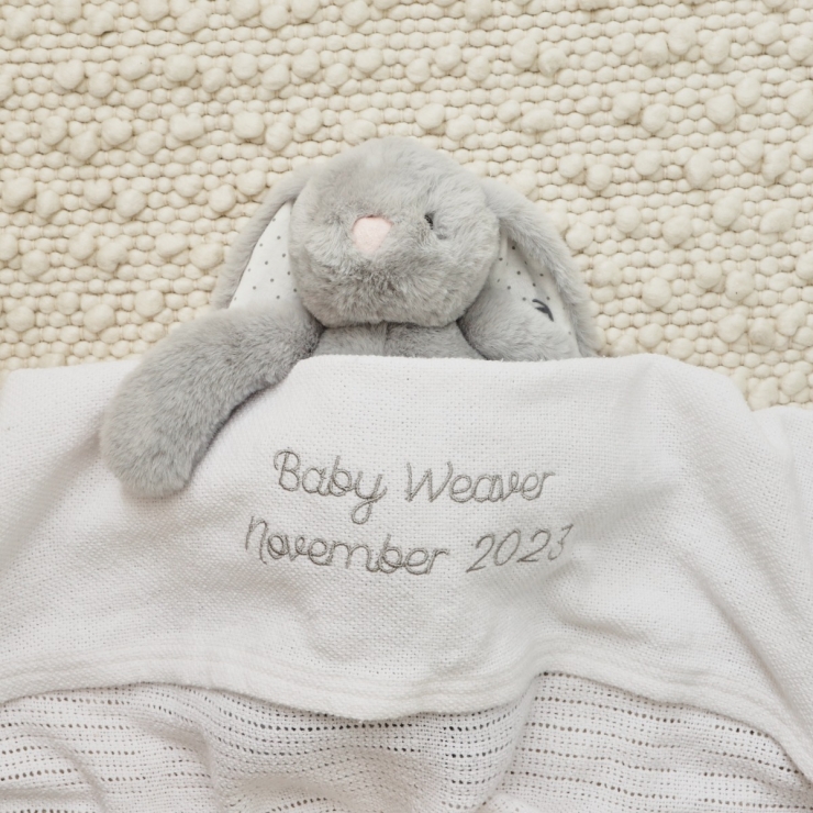 Personalized Ivory Cellular Baby Blanket