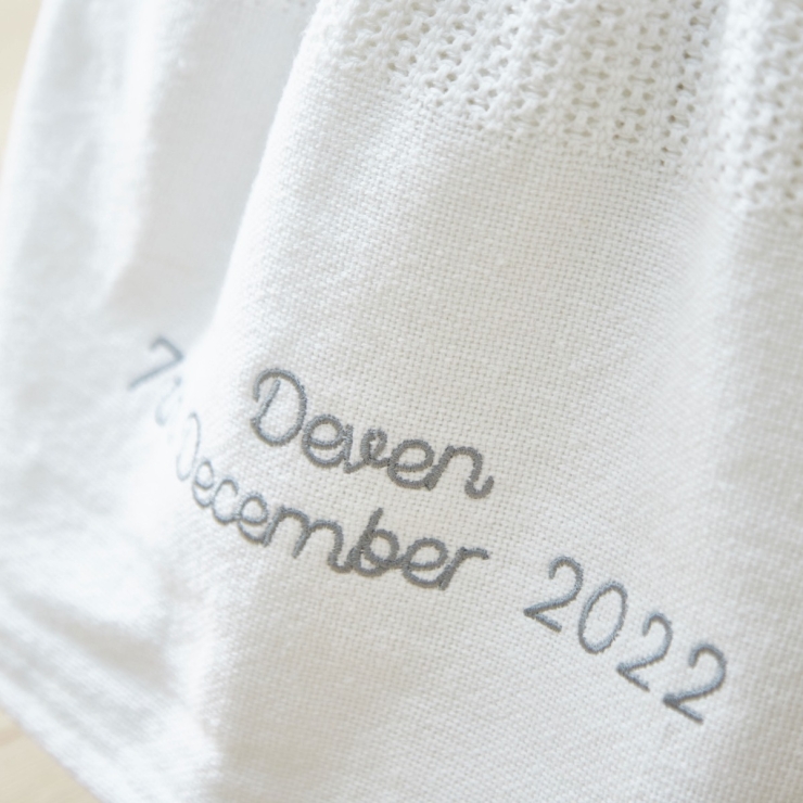 Personalized Ivory Cellular Baby Blanket