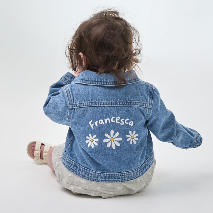 Personalized Three Daisy Denim Jacket