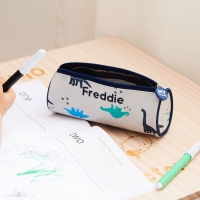 Personalized Grey Dinosaur Pencil Case