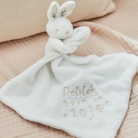 Personalized Born In 2026 Ivory Bunny Comforter