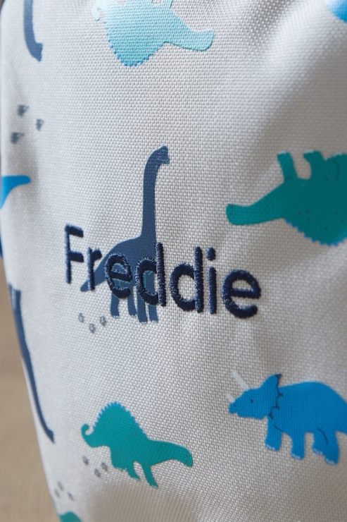 Personalized Grey Dinosaur Print Medium Backpack