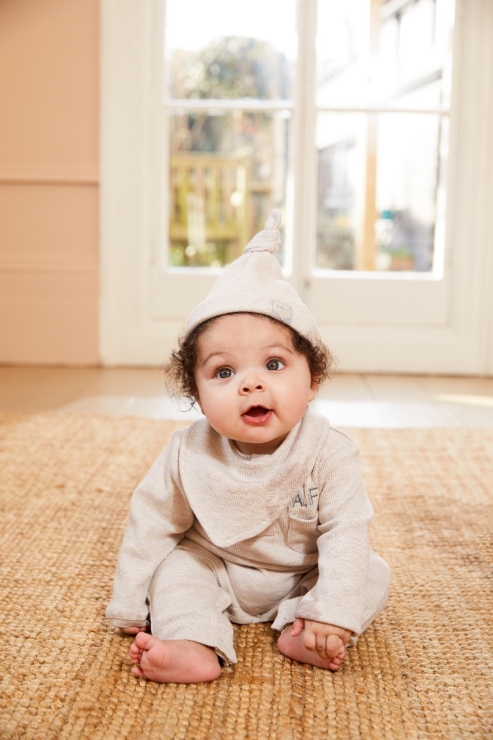 Personalised Oatmeal Ribbed Jersey Outfit Set (3 piece)