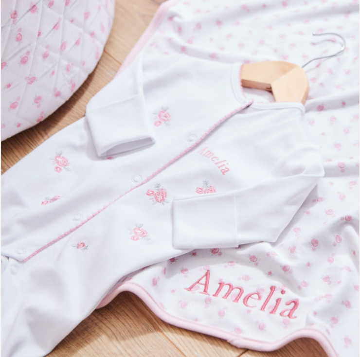 Personalised Floral Jersey Sleepsuit
