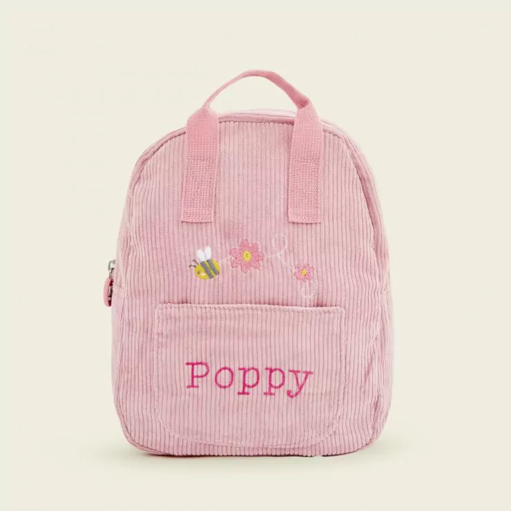 Personalised Pink Bumblebee Design Cord Mini Backpack