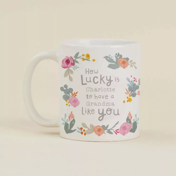 Personalised Floral Print ‘Lucky’ Mug