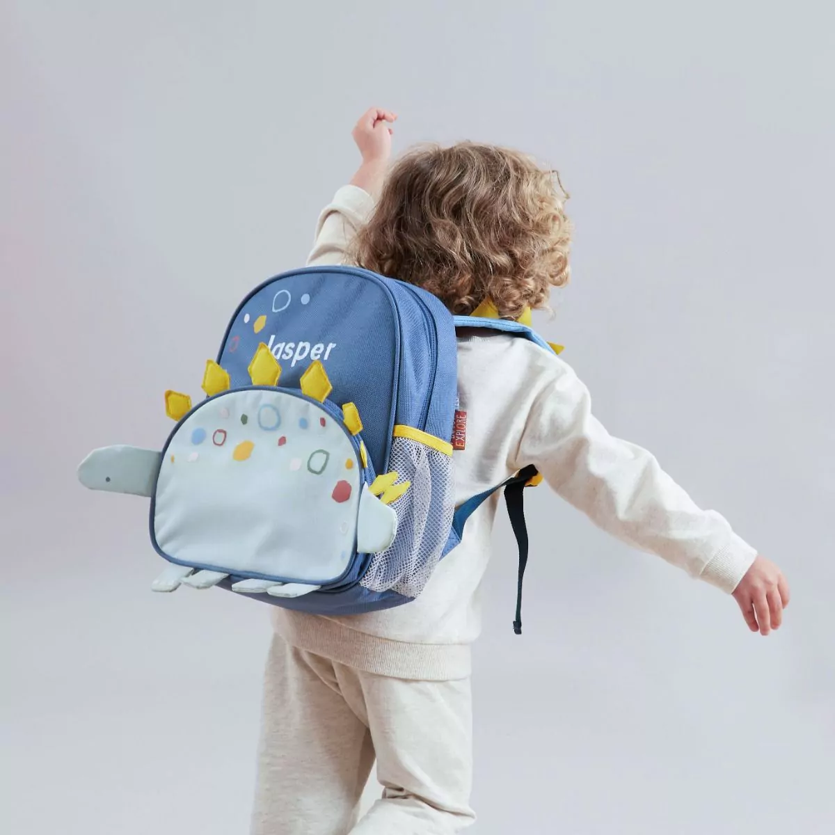 Personalised Blue Dinosaur Medium Backpack
