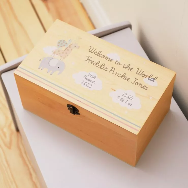 Personalised Welcome to the World Wooden Keepsake Box