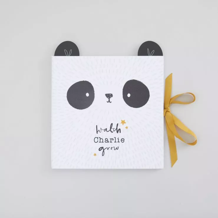 Personalised Monochrome Panda Design Baby Record Book