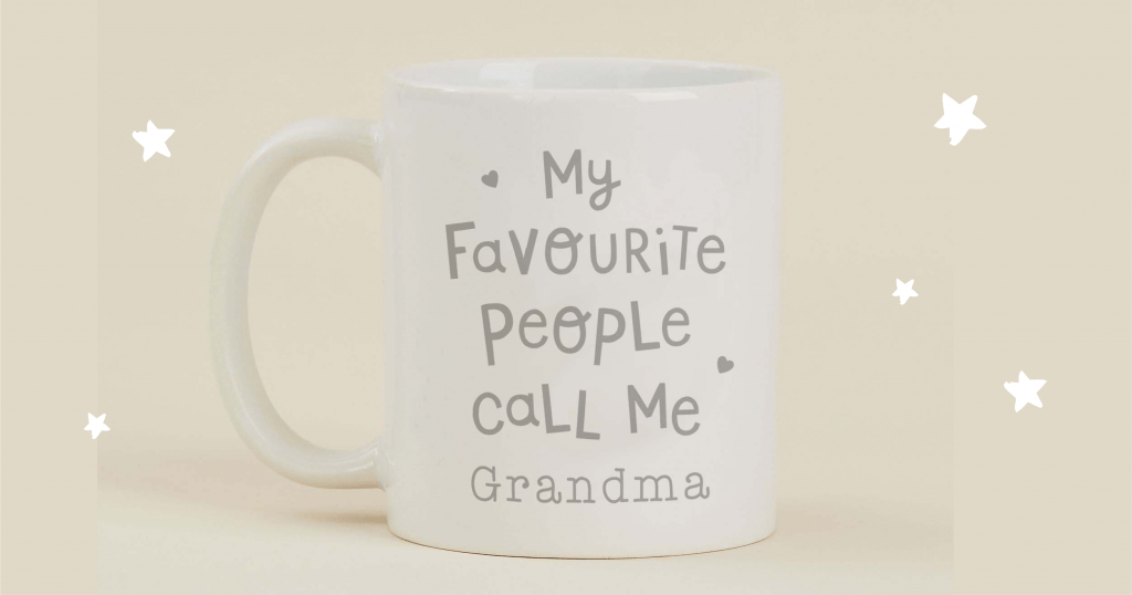 white mug with my favourite people call me grandma text