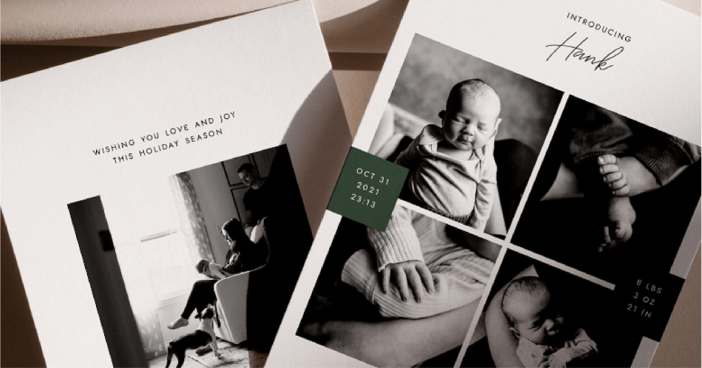baby annoucement cards featuring pictures of new born babies